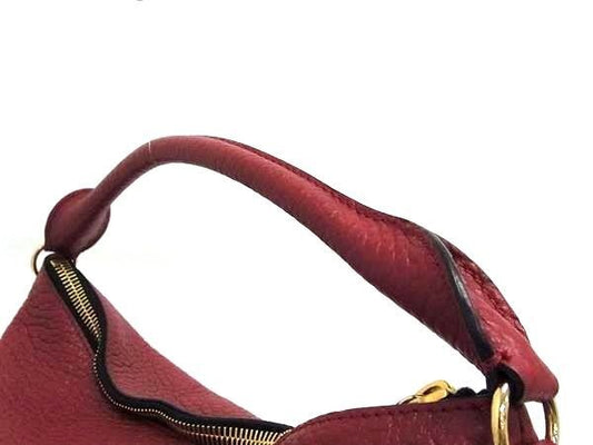 BURBERRY バーバリー ハンドバッグ レドベリー ホーボー レッド系 カーフレザー レディース 2WAY ショルダーバッグ 超美品