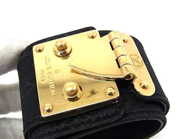 LOUIS VUITTON ルイヴィトン ブレスレット ブラスレ セリュール M92118 ブラック モノグラムサテン ユニセックス ゴールド金具 美品