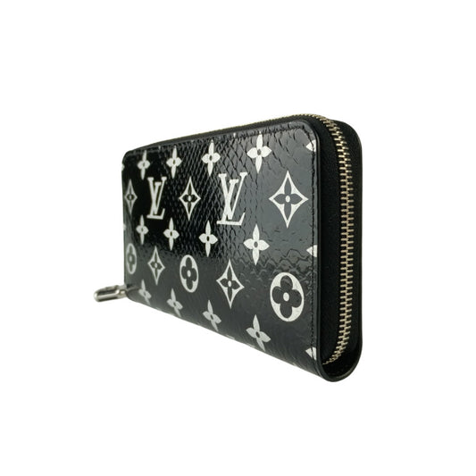 LOUIS VUITTON ルイヴィトン 財布 ジッピー ウォレット N96955 BLACK エキゾチック レザー パイソン ユニセックス ラウンドファスナ 長財布 シルバー金具 フランス 超美品
