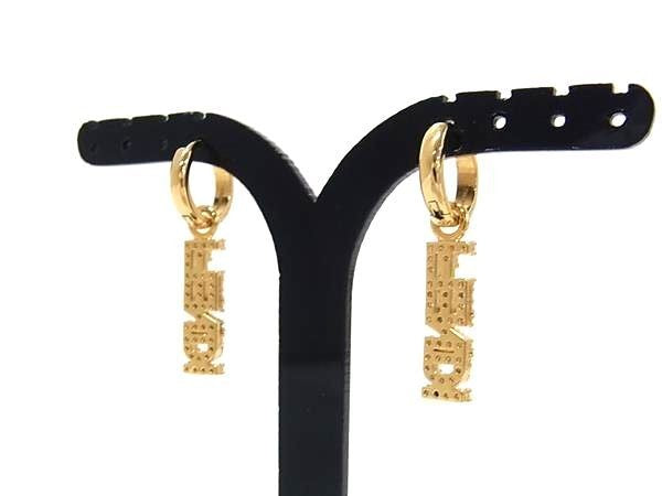 FENDI フェンディ ピアス グラフィ 8AH253 ゴールド系 メタル ラインストーン レディース 超美品