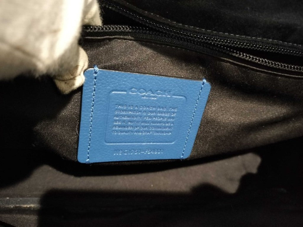 COACH コーチ ビジネスバッグ ハミルトン F54801 ブルー系 レザー メンズ ハンドバッグ シルバー金具