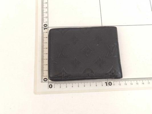 LOUIS VUITTON ルイヴィトン 二つ折り財布 ポルトフォイユ・ミュルティプル M62901 ブラック系 モノグラムシャドウ メンズ 美品