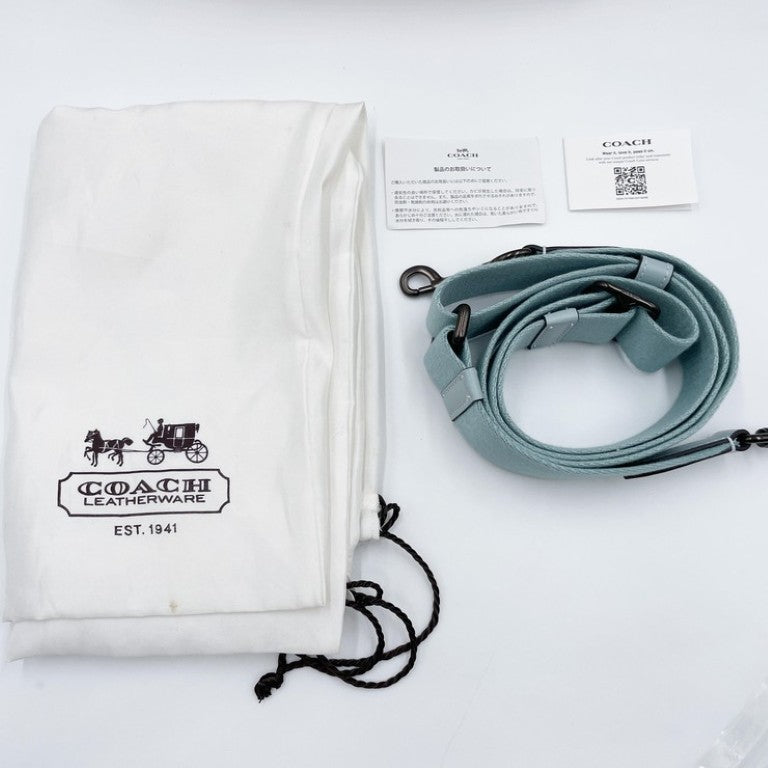 COACH コーチ ハンドバッグ ゴッサム ポートフォリオ C5318 ライトブルー系 レザー レディース ブリーフケース ビジネスバッグ 美品