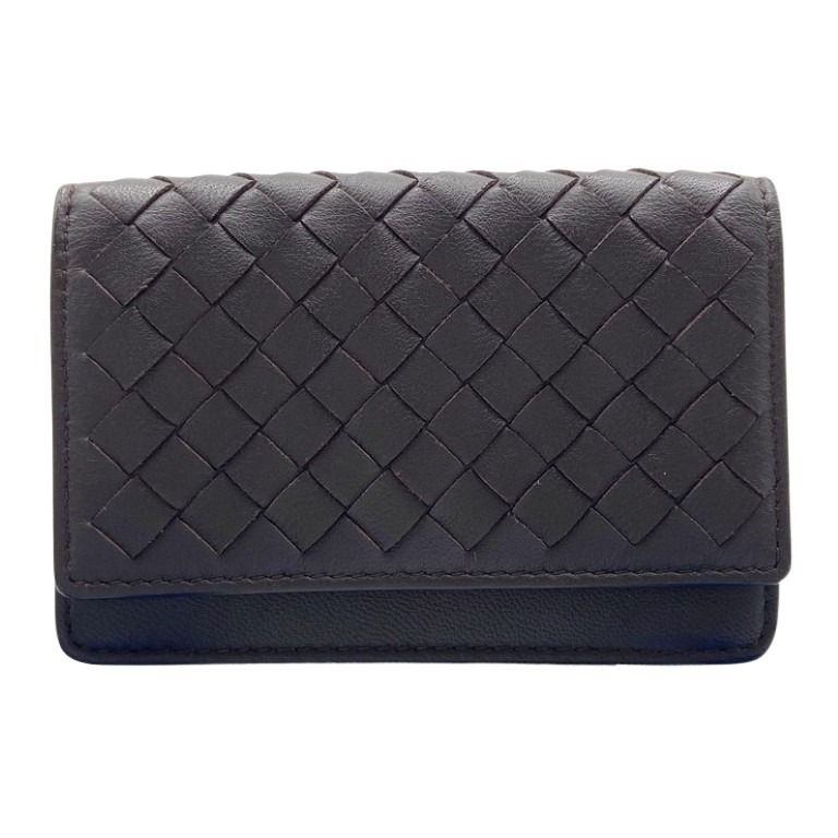BOTTEGA VENETA Intrecciato Card Case 174646 Dark Brown Leather