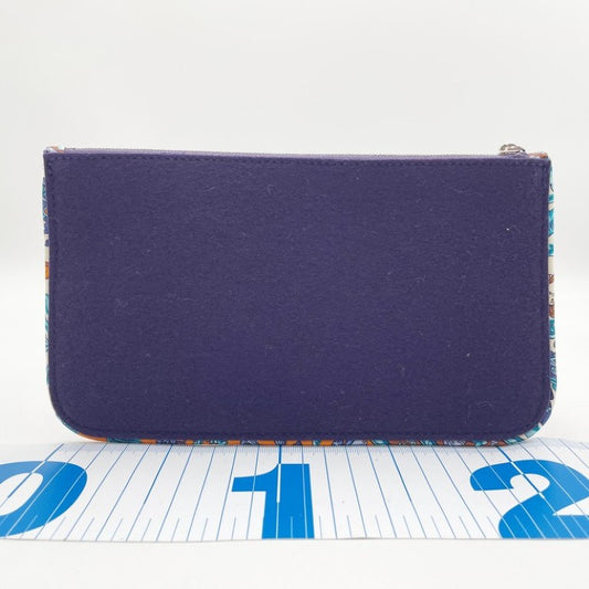 HERMES エルメス ポーチ トゥルース ジッピーGM 101899M ネイビー マルチカラー系 フェルト シルク レディース シルクイン フラットポーチ セリエボタン マルチケース 美品