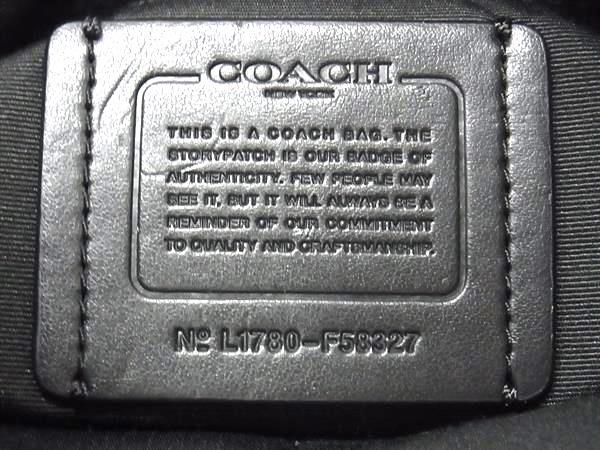 美品 COACH コーチ ショルダーバッグ シグネチャー F58327 グレー ブラック キャンバス レザー レディース 2WAY