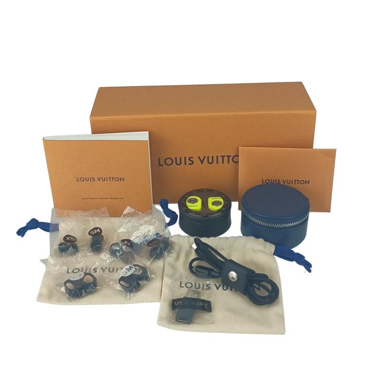 LOUIS VUITTON Horizon Wireless Earphones QAB140 Yellow Acetate and Stainless Steel Unisex Excellent Condition