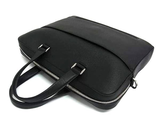超美品 Salvatore Ferragamo サルヴァトーレ フェラガモ ビジネスバッグ ブリーフケース 24 0378 ブラック シルバー金具 レザー メンズ