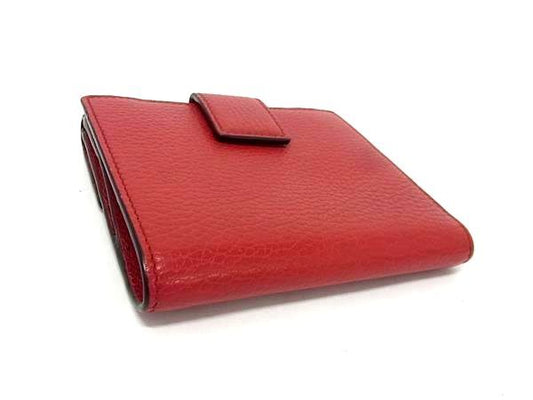 超美品 GUCCI グッチ 折り財布 インターロッキングG Wホック 二つ折り財布 449405 レッド ゴールド金具 レザー レディース