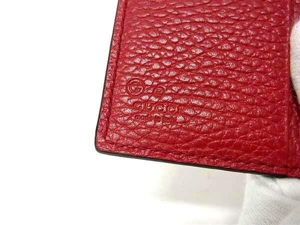 超美品 GUCCI グッチ 折り財布 インターロッキングG Wホック 二つ折り財布 449405 レッド ゴールド金具 レザー レディース