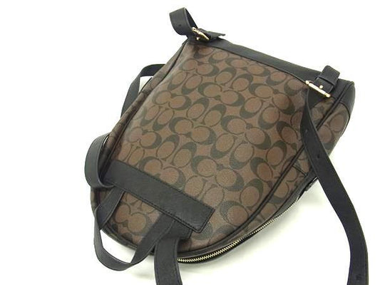 COACH コーチ リュックサック ケンリー バックパック シグネチャー C5679 ブラウン ブラック ゴールド金具 PVC レザー レディース