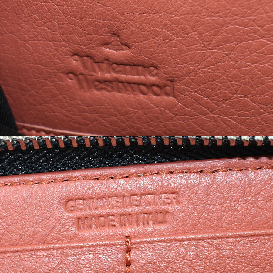 新品未使用展示品 Vivienne Westwood ヴィヴィアン ウエストウッド 長財布 MELIH メリー ラウンドジップウォレット 51050022 ネイビー オレンジ シルバー金具 レザー ユニセックス
