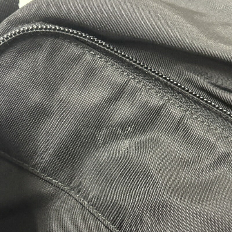 超美品 PRADA プラダ ショルダーバッグ メッセンジャーバッグ BT6671 ブラック シルバー金具 ナイロン レザー ユニセックス 三角ロゴプレート