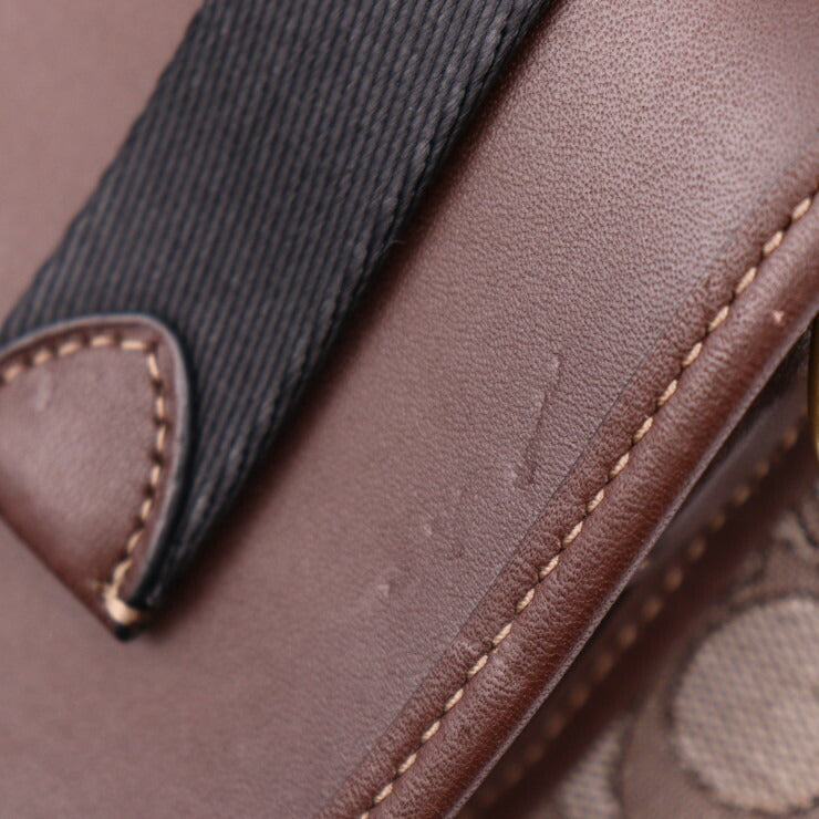 美品 COACH コーチ マルチファンクション クロスボディ ウィズ ディンキー ショルダーバッグ C2613 シグネチャージャカード レザー ブラウン系 ゴールド金具 セカンドバッグ クラッチバッグ ポーチ