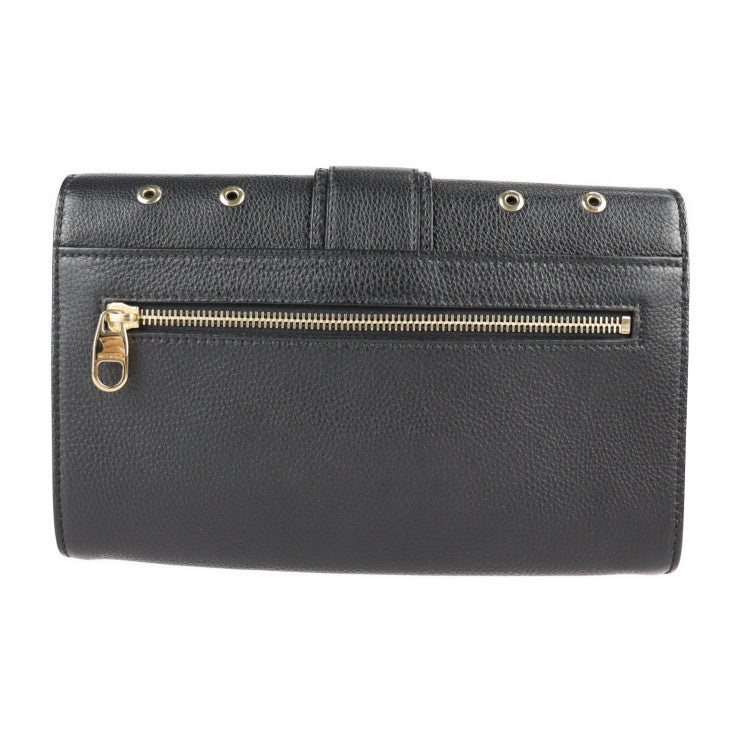 超美品 RED VALENTINO レッドヴァレンティノ バッグ クラッチバッグ レザー ブラック ゴールド金具 パンチング リストレット セカンドバッグ フラップ