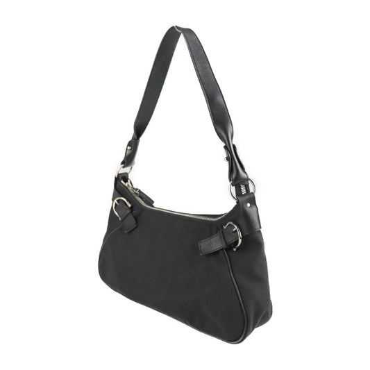 美品 Salvatore Ferragamo サルヴァトーレ フェラガモ ガンチーニ ショルダーバッグ 21 4436 ナイロンキャンバス レザー ブラック シルバー金具 セミショルダー ワンショルダーバッグ