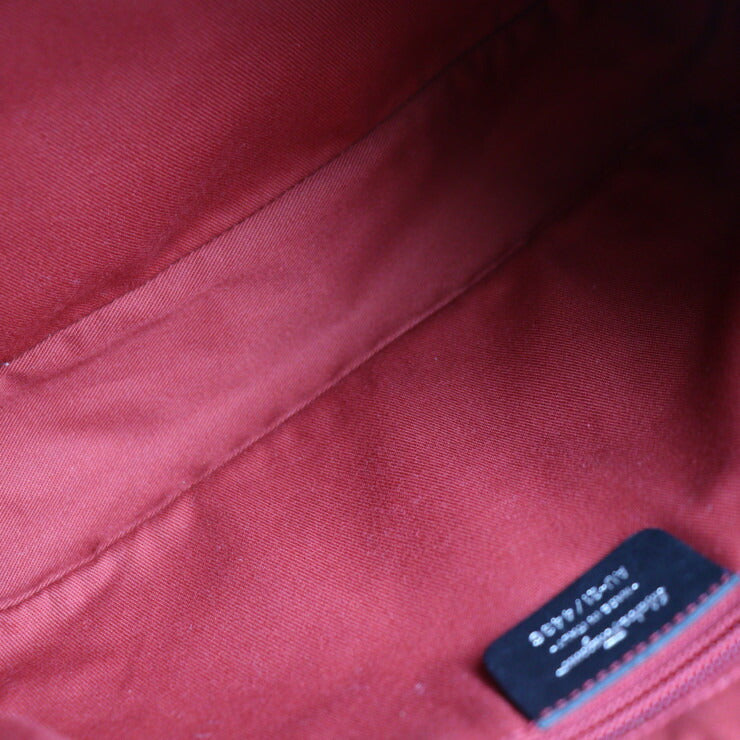 美品 Salvatore Ferragamo サルヴァトーレ フェラガモ ガンチーニ ショルダーバッグ 21 4436 ナイロンキャンバス レザー ブラック シルバー金具 セミショルダー ワンショルダーバッグ