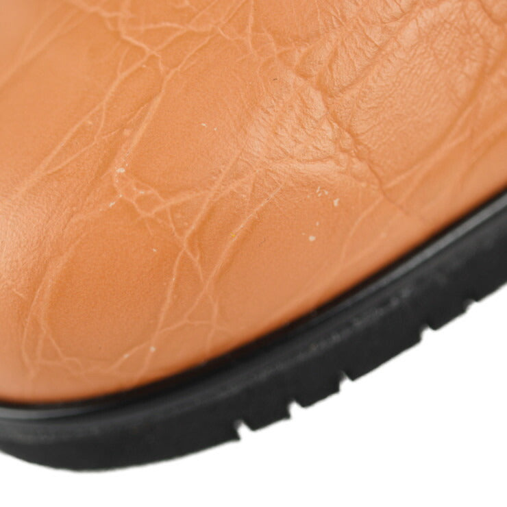 超美品 Salvatore Ferragamo サルヴァトーレ フェラガモ フラットシューズ パンプス #7C クロコ型押しレザー オレンジベージュ系 参考サイズ23.5cm