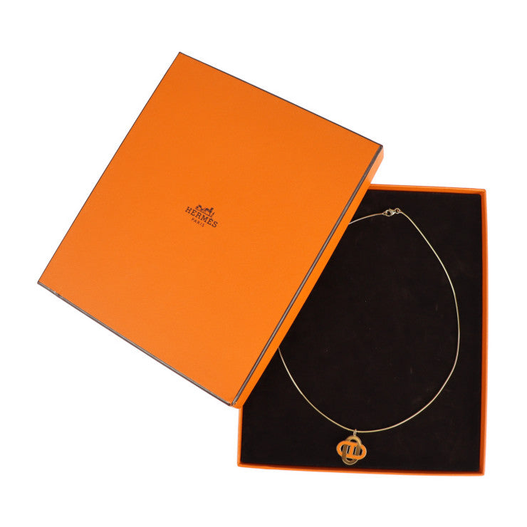 美品 HERMES エルメス シェーヌダンクル イザティス ネックレス メタル ゴールド オレンジ ペンダント