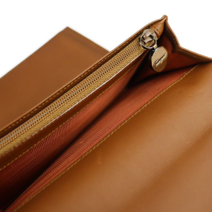 超美品 Salvatore Ferragamo サルヴァトーレ フェラガモ ヴァラ 長財布 22 8067 レザー ブラウン フラップ 三つ折り財布
