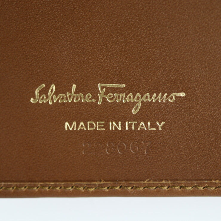 超美品 Salvatore Ferragamo サルヴァトーレ フェラガモ ヴァラ 長財布 22 8067 レザー ブラウン フラップ 三つ折り財布