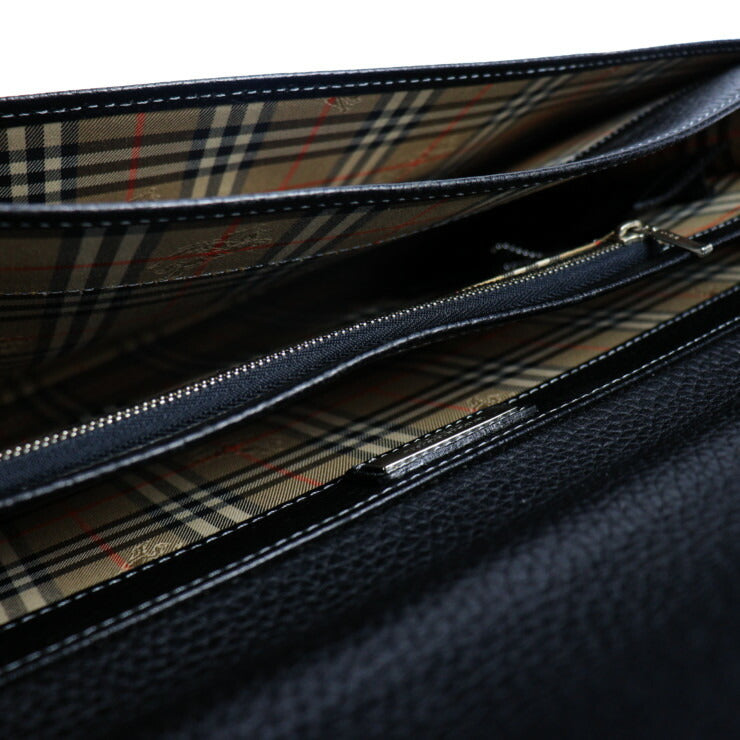 BURBERRY バーバリー ブリーフケース ビジネスバッグ レザー ブラック シルバー金具 ハンドバッグ 書類鞄