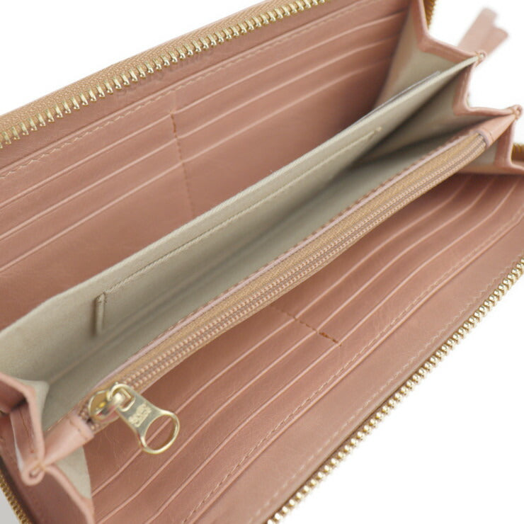 超美品 SEE BY CHLOE シーバイクロエ PAIGE ペイジ 長財布 9P7677-P264 レザー MISTY PINK ゴールド金具 ラウンドファスナー シワ加工