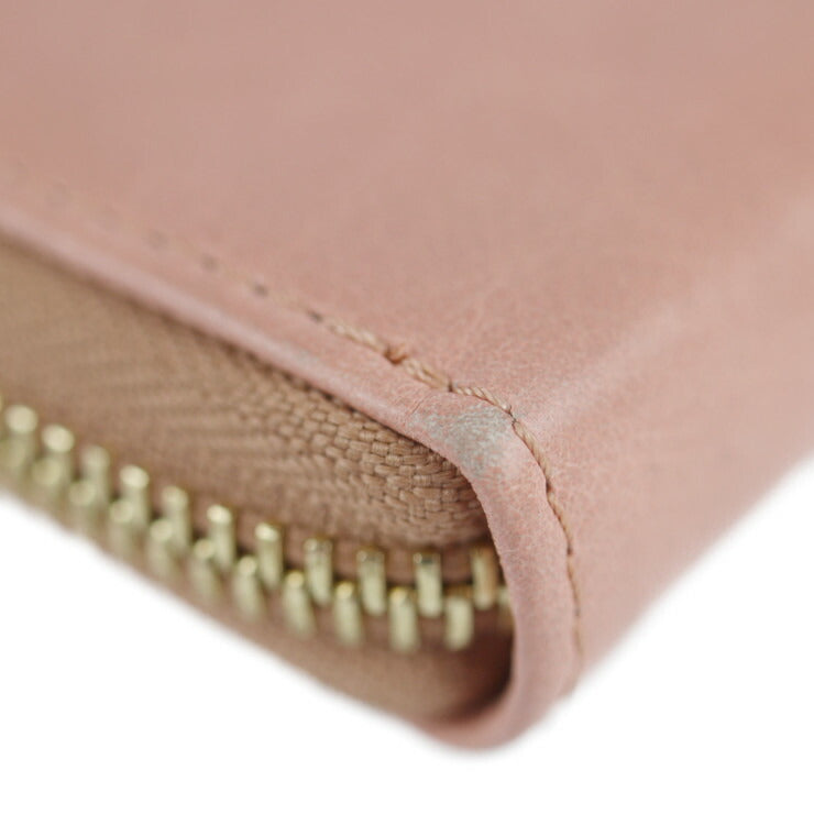 超美品 SEE BY CHLOE シーバイクロエ PAIGE ペイジ 長財布 9P7677-P264 レザー MISTY PINK ゴールド金具 ラウンドファスナー シワ加工