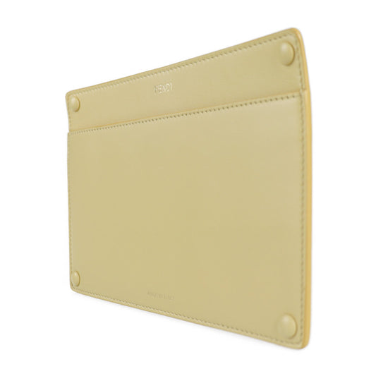 超美品 FENDI フェンディ ピーカブー ポケット ポーチ 7AR907 ナッパレザー SEMOLINO クリームイエロー系 ゴールド金具 ピーカブー用 アクセサリーポケット バッグインポーチ