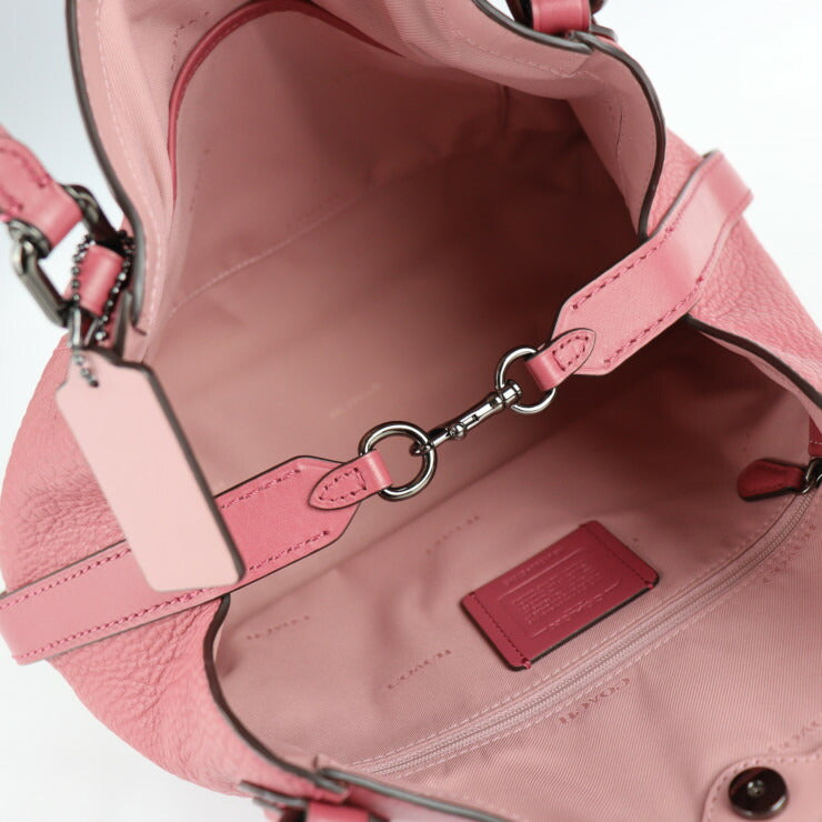 超美品 COACH コーチ EDIE28 イーディー28 ハンドバッグ 57645 ミックスドレザー ピンク系 ガンメタル金具 2WAY ショルダーバッグ