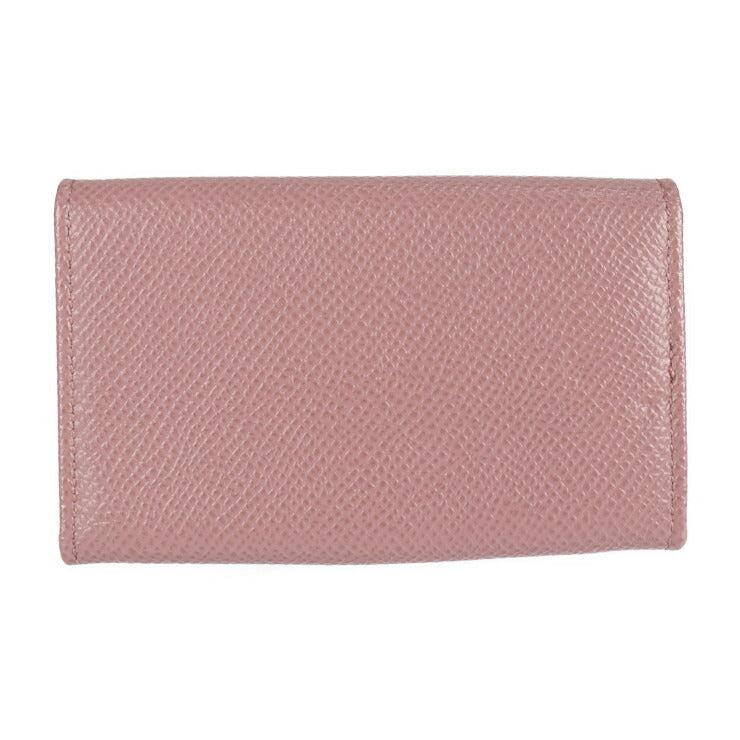 超美品 BVLGARI ブルガリ ブルガリブルガリ キーケース 282865 グレインカーフレザー ダークピンク系 レッド系 ゴールド金具 ロゴクリップ 6連 三つ折り