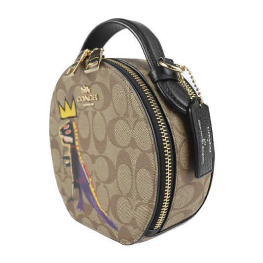 超美品 COACH コーチ バスキア キャンティーン クロスボディー シグネチャー ハンドバッグ C5658 PVC レザー カーキ マルチカラー ゴールド金具 2WAY ショルダーバッグ