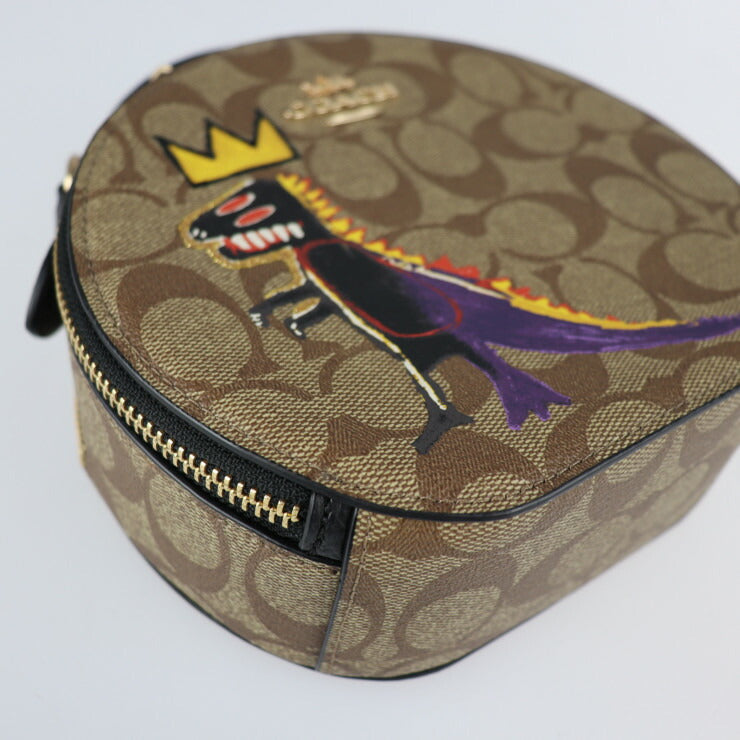 超美品 COACH コーチ バスキア キャンティーン クロスボディー シグネチャー ハンドバッグ C5658 PVC レザー カーキ マルチカラー ゴールド金具 2WAY ショルダーバッグ