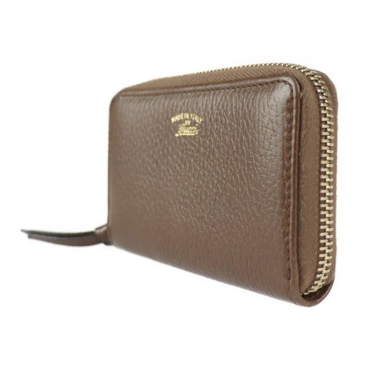 美品 GUCCI グッチ スウィング コインケース 368877 レザー ブラウン ゴールド金具 ラウンドファスナー 小銭入れ カードケース 名刺入れ