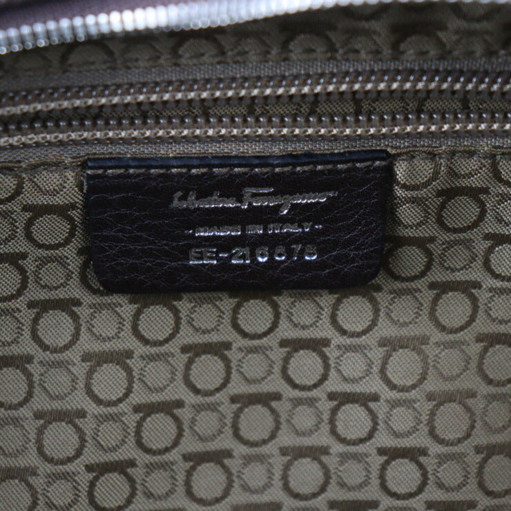 超美品 Salvatore Ferragamo サルヴァトーレ フェラガモ ガンチーニ ハンドバッグ 21 6878 レザー ダークブラウン シルバー金具 2WAY ショルダーバッグ ミニボストン