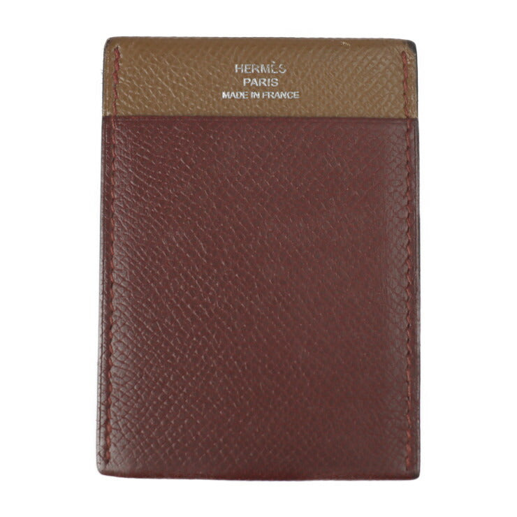 HERMES エルメス MC2 ガマ ジャングル カードケース ヴォーエプソン ブラウン系 名刺入れ パスケース バイカラー A刻印