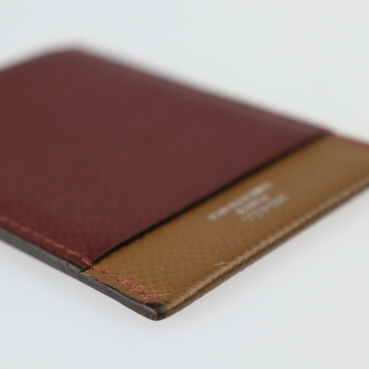 HERMES エルメス MC2 ガマ ジャングル カードケース ヴォーエプソン ブラウン系 名刺入れ パスケース バイカラー A刻印
