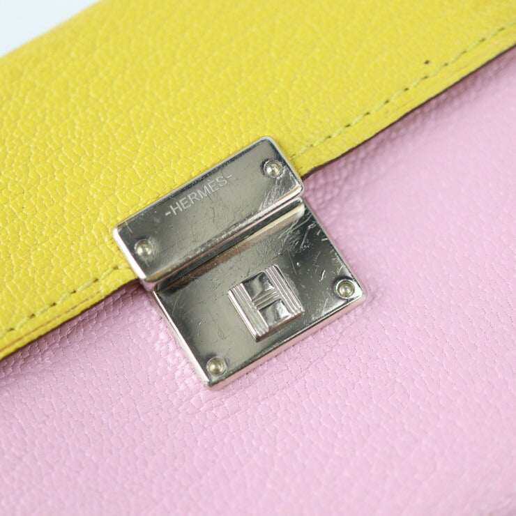 HERMES エルメス クリックミニ カードケース シェーブル モーブシルベスト ジョーヌナプル 名刺入れ フラップ D刻印