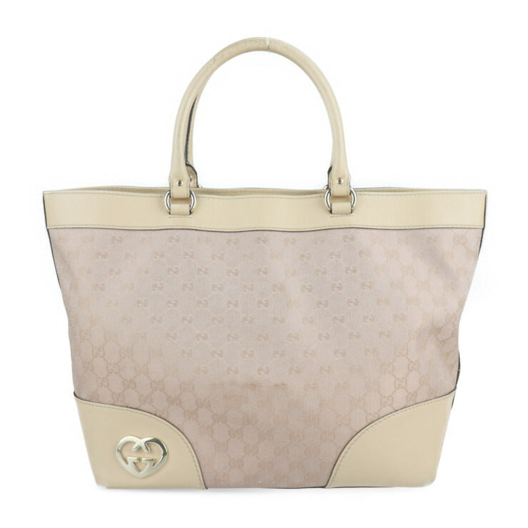 GUCCI グッチ ラブリー トートバッグ 257071 GGキャンバス レザー ピンク系 ベージュ ゴールド金具 ハンドバッグ