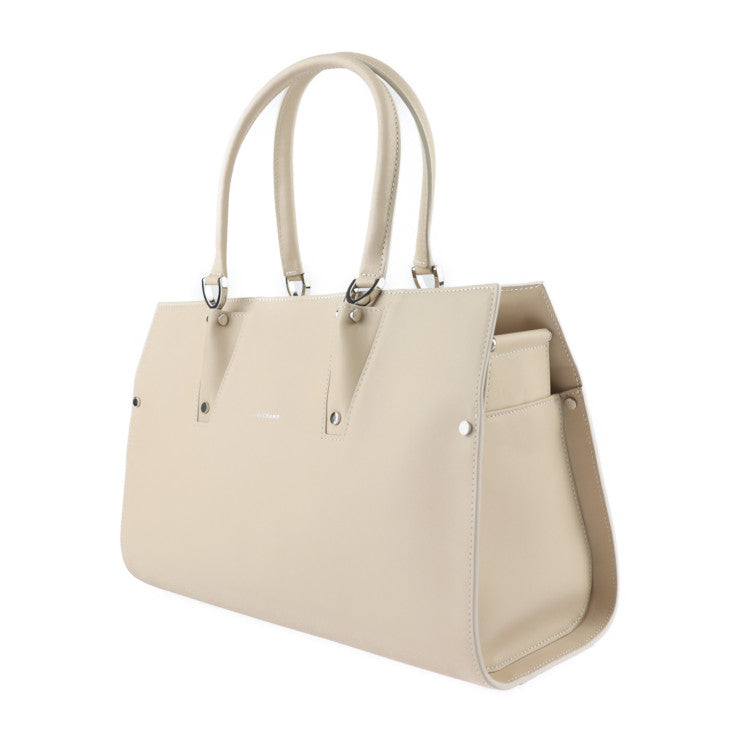 新古未使用展示品 Longchamp ロンシャン トップハンドル トートバッグM パリ プルミエ ハンドバッグ カーフスキン ライトベージュ系 シルバー金具