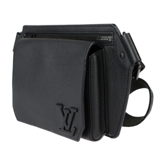 超美品 LOUIS VUITTON ルイ ヴィトン テイクオフ・スリング ボディバッグ M57081 グレインレザー ノワール ブラック LV ロゴ ウエストバッグ ビトン