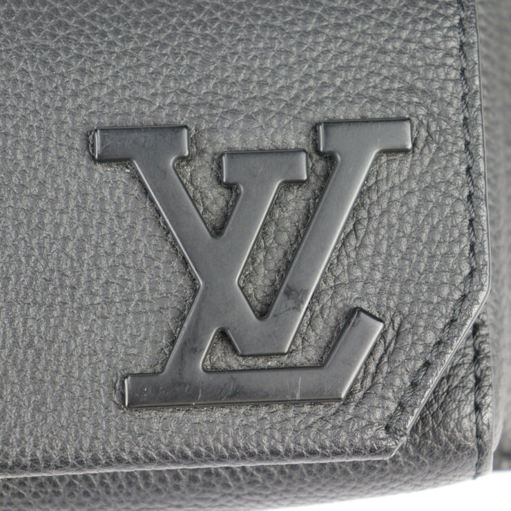 超美品 LOUIS VUITTON ルイ ヴィトン テイクオフ・スリング ボディバッグ M57081 グレインレザー ノワール ブラック LV ロゴ ウエストバッグ ビトン
