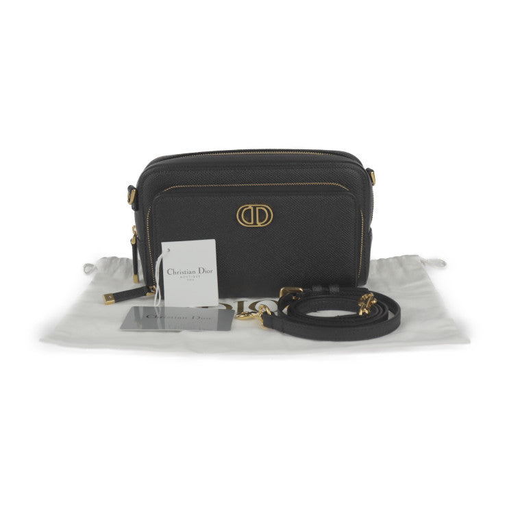 新古未使用展示品 Christian Dior クリスチャンディオール カロ ダブルポーチ ショルダーバッグ S7431UBAE カーフスキン ブラック ゴールド金具 2WAY セカンドバッグ クラッチバッグ