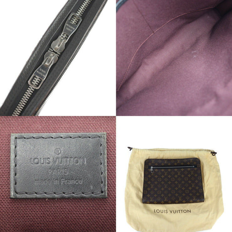 美品 LOUIS VUITTON ルイ ヴィトン ポートフォリオ モノグラムマカサー セカンドバッグ M40301 PVC レザー ブラウン ブラック シルバー金具 クラッチバッグ ビジネスバッグ 書類カバン ビトン