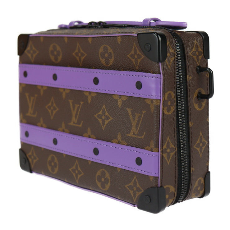 超美品 LOUIS VUITTON ルイ ヴィトン ハンドルソフトトランク モノグラムマカサー ハンドバッグ M46264 PVC レザー ブラウン パープル ブラック金具 2WAY ショルダーバッグ セカンドバッグ ビトン