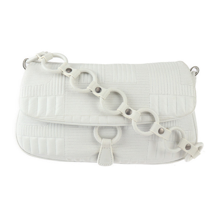 BALLY バリー ワンショルダーバッグ ショルダーバッグ - レザー ホワイト系 ステッチ キルティング チェーン フラップ