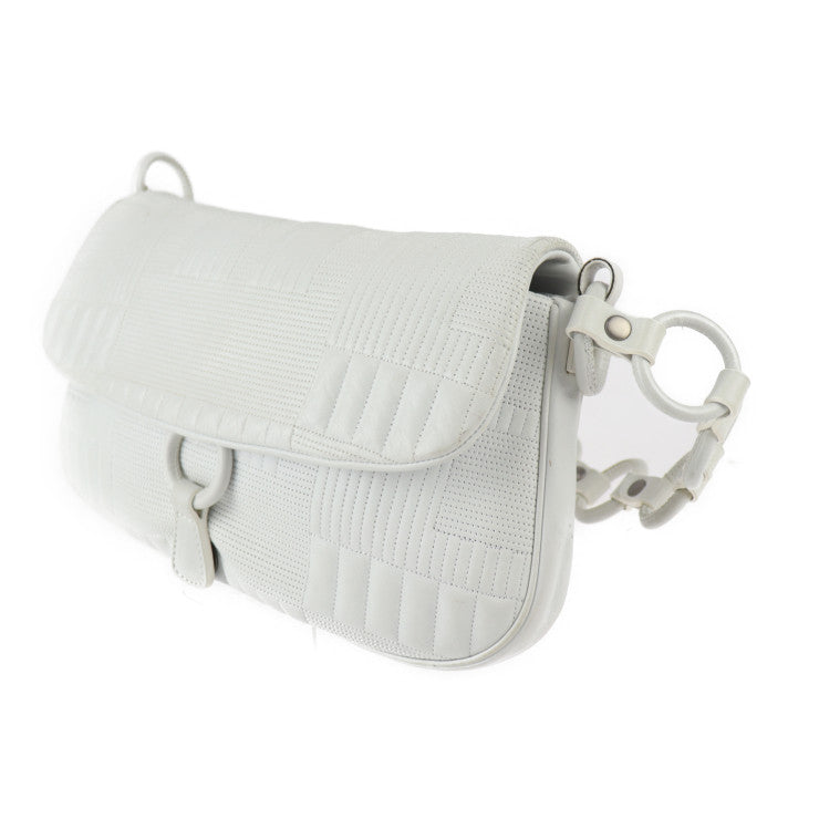 BALLY バリー ワンショルダーバッグ ショルダーバッグ - レザー ホワイト系 ステッチ キルティング チェーン フラップ