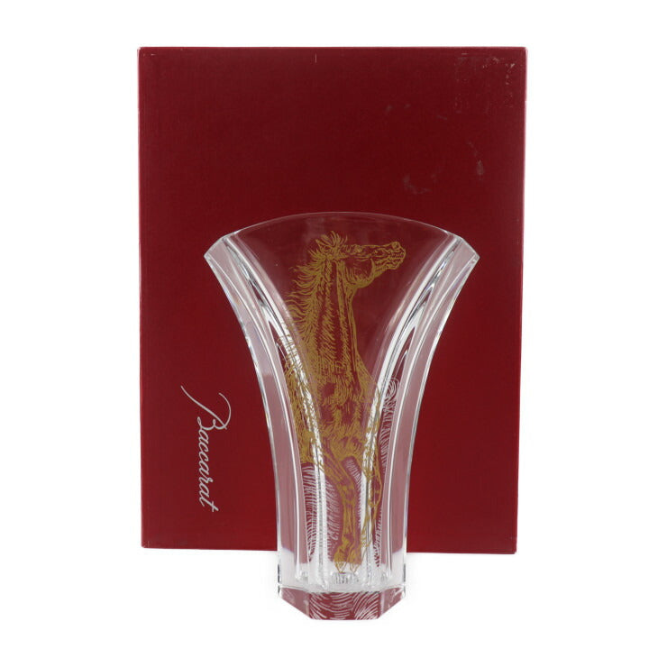 超美品 Baccarat バカラ ギンコベース アポロン その他雑貨 - クリスタル クリア ゴールド 花瓶 フラワーベース 金彩 インテリア 置物 ホース 馬