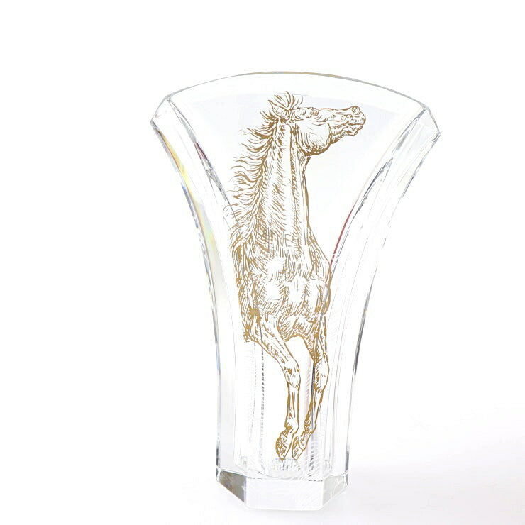 超美品 Baccarat バカラ ギンコベース アポロン その他雑貨 - クリスタル クリア ゴールド 花瓶 フラワーベース 金彩 インテリア 置物 ホース 馬