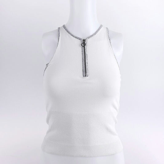 新品未使用展示品 3.1 Phillip Lim 3.1フィリップリム ジップアップ ノースリーブ その他トップス PS15-7380SPS 表記サイズ XS ナイロン ポリウレタン ホワイト グレー シルバー金具 タンクトップ